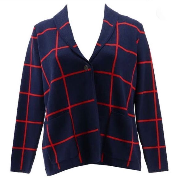 Denim & Co. Jacquard One Button Sweater Coat with Pockets - Picture 3 of 5